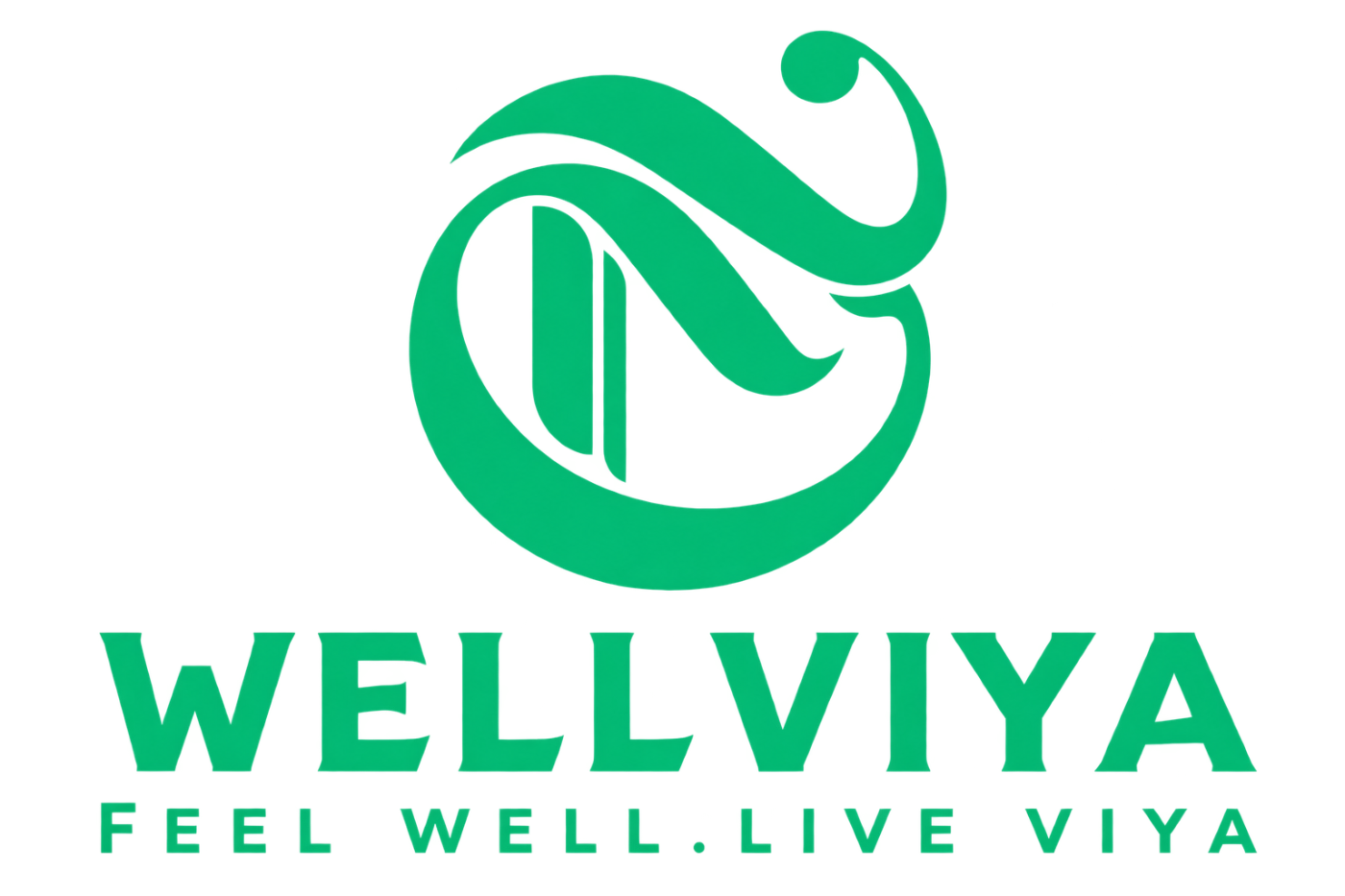 Green logo and text reading WELLVIYA with the tagline FEEL WELL. LIVE VIYA on a plain white background.